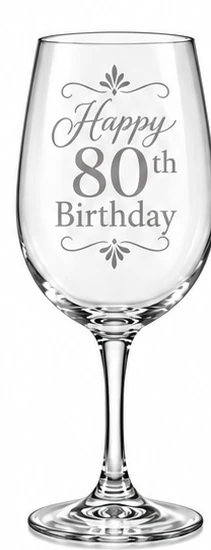Happy 80th Birthday wine glass