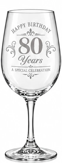 80 Years · A Special Celebration wine glass