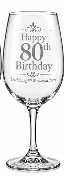 Celebrating 80 Wonderful Years wine glass